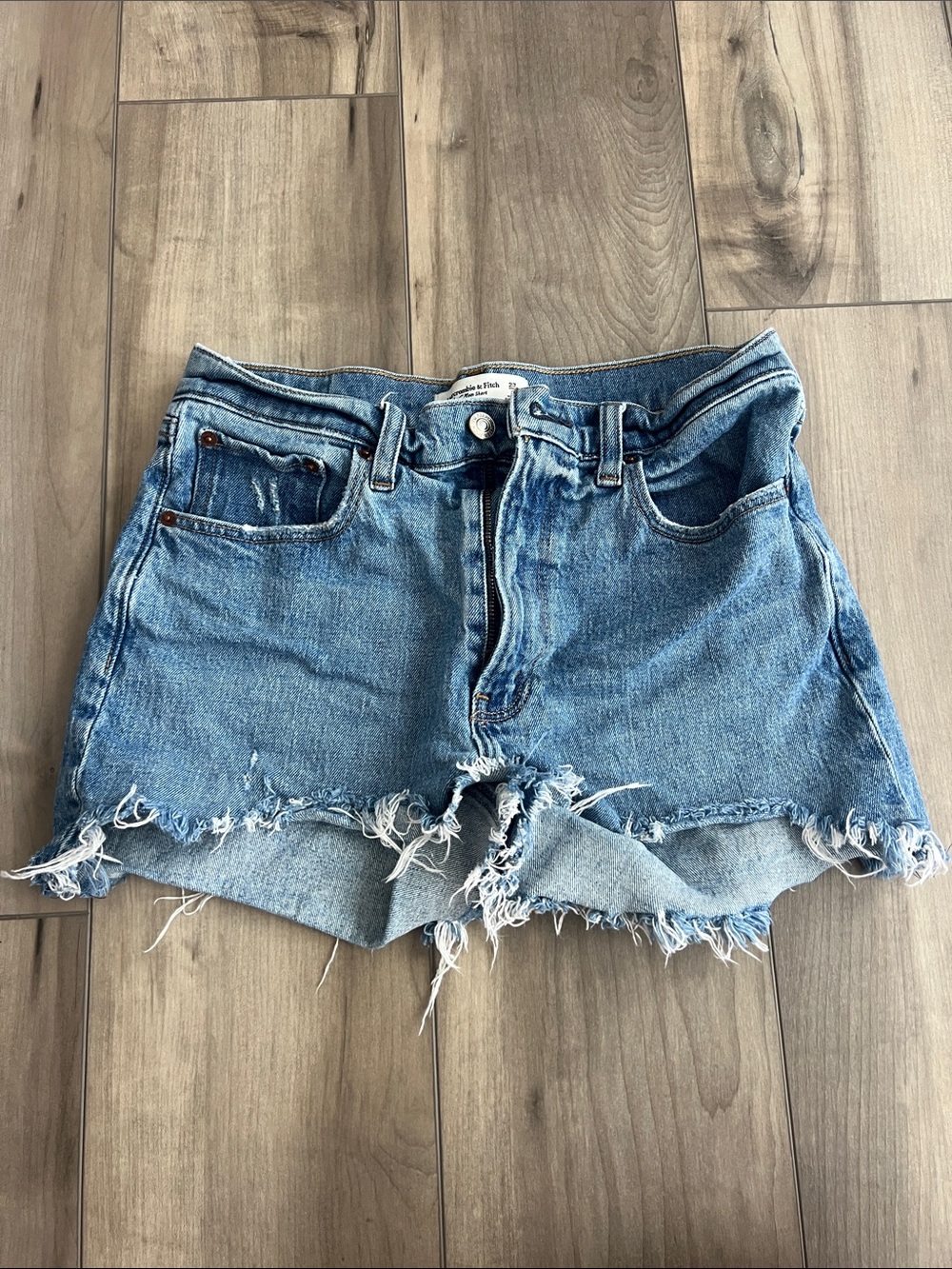 Abercrombie & Fitch Distressed Light Blue Denim Cutoff Shorts